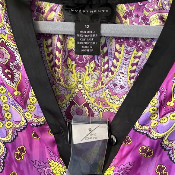 Investments scarf print button down shirt size 12 - Picture 2 of 5